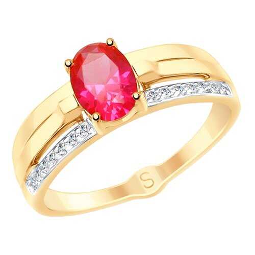 Кольцо женское SOKOLOV из золота с корундом и фианитами 715235 р.17 в Яшма Золото