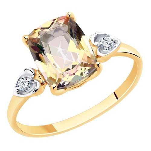 Кольцо женское SOKOLOV из золота с топазом и фианитами Swarovski 715725 р.19 в Яшма Золото