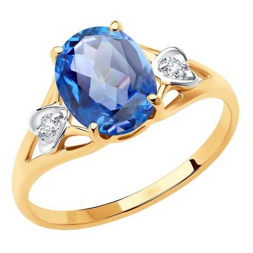 Кольцо женское SOKOLOV из золота с топазом и фианитами Swarovski 715924 р.18.5 в Яшма Золото