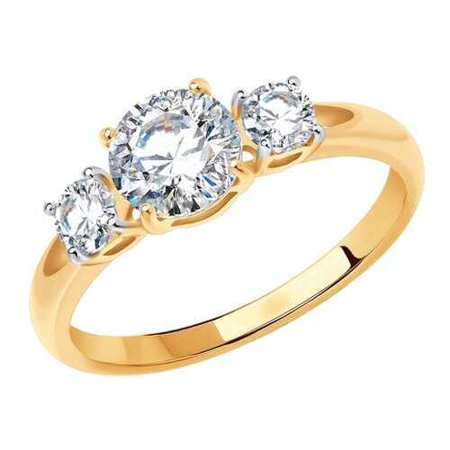 Помолвочное кольцо женское со Swarovski Zirconia SOKOLOV 81010186 р.16.5 в Яшма Золото