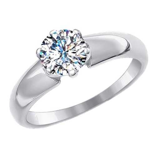 Помолвочное кольцо женское SOKOLOV из белого золота со Swarovski Zirconia 81010237 р.19 в Яшма Золото