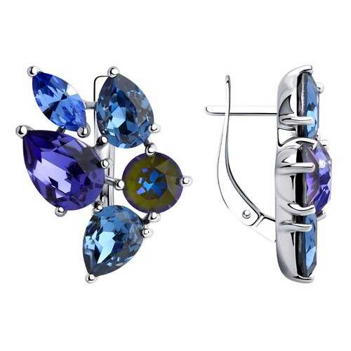Серьги SOKOLOV из серебра с голубыми и синими кристаллами Swarovski 94023709 в Яшма Золото
