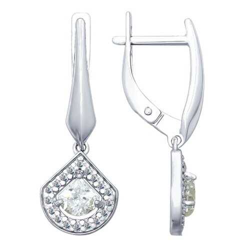 Серьги SOKOLOV из серебра со Swarovski Zirconia 89020092 в Яшма Золото