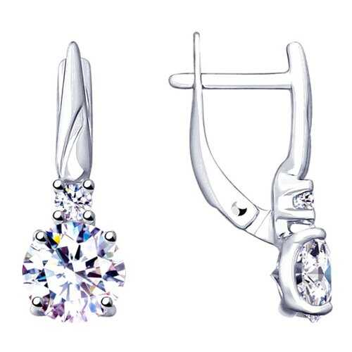 Серьги SOKOLOV из серебра со Swarovski Zirconia 89020108 в Яшма Золото