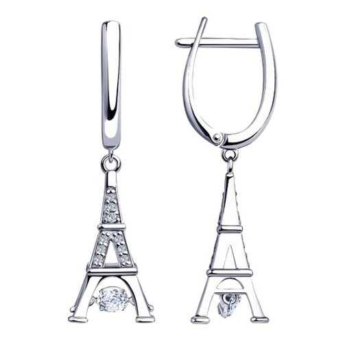 Серьги SOKOLOV из серебра со Swarovski Zirconia 89020113 в Яшма Золото