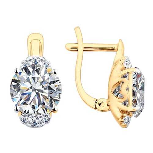 Серьги SOKOLOV из золочёного серебра со Swarovski Zirconia 89020074 в Яшма Золото
