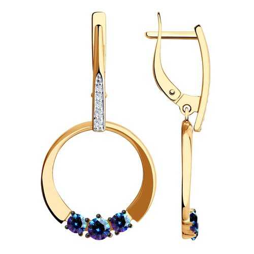 Серьги SOKOLOV из золота с бесцветными и синими Swarovski Zirconia 81020453 в Яшма Золото