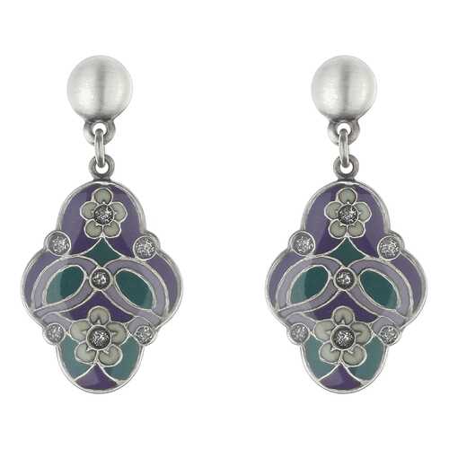 Серьги Clara Bijoux A74371 V фиолетовые, зеленые, белые в Яшма Золото