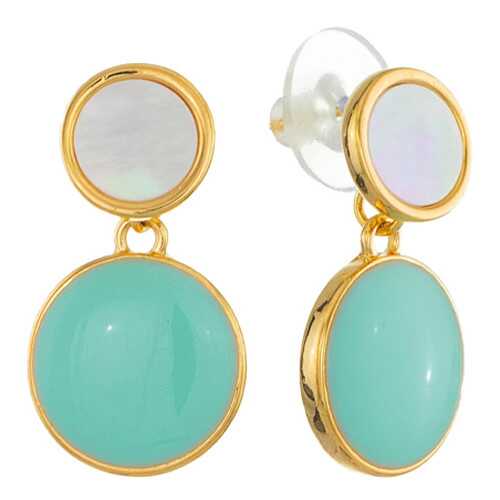 Серьги Corona Style B006E04961 золотисто-бирюзовые в Яшма Золото