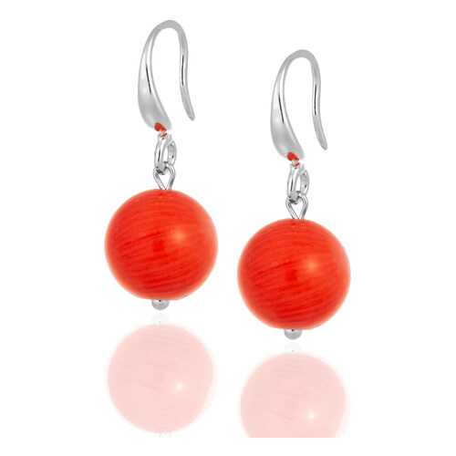 Серьги Lattrice, вставка коралл, артикул 54657004 в Яшма Золото