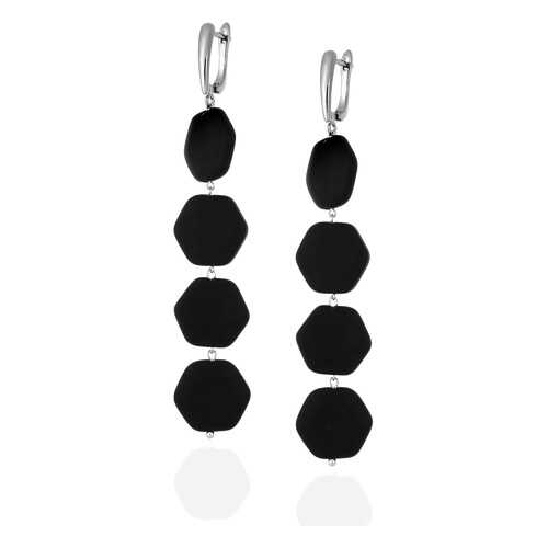 Серьги Lattrice, вставка шунгит, артикул 54666100 в Яшма Золото