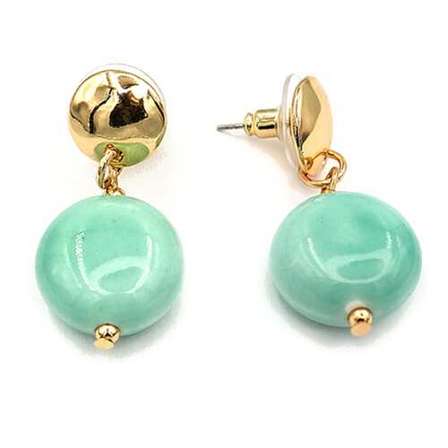 Серьги женские Fiore Luna LE1652-2.16 зеленые/золотистые в Яшма Золото